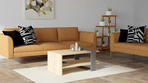 Masuta de cafea, puqa design, yonca, 80x35x50 cm, pal, antracit / stejar