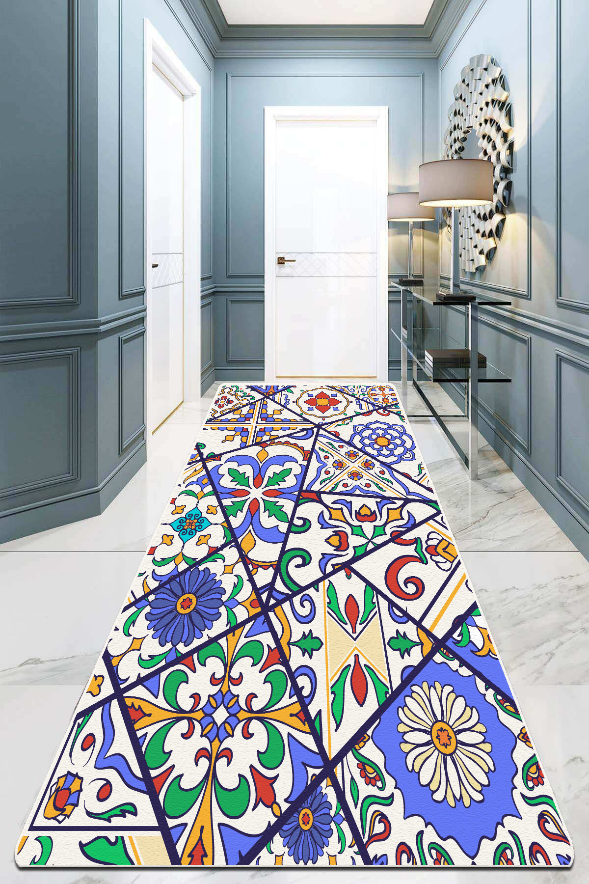 Covor, Floral Tiles Djt, 100x300 cm, Multicolor