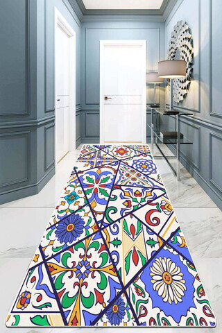 Covor, Floral Tiles Djt, 100x300 cm, Multicolor