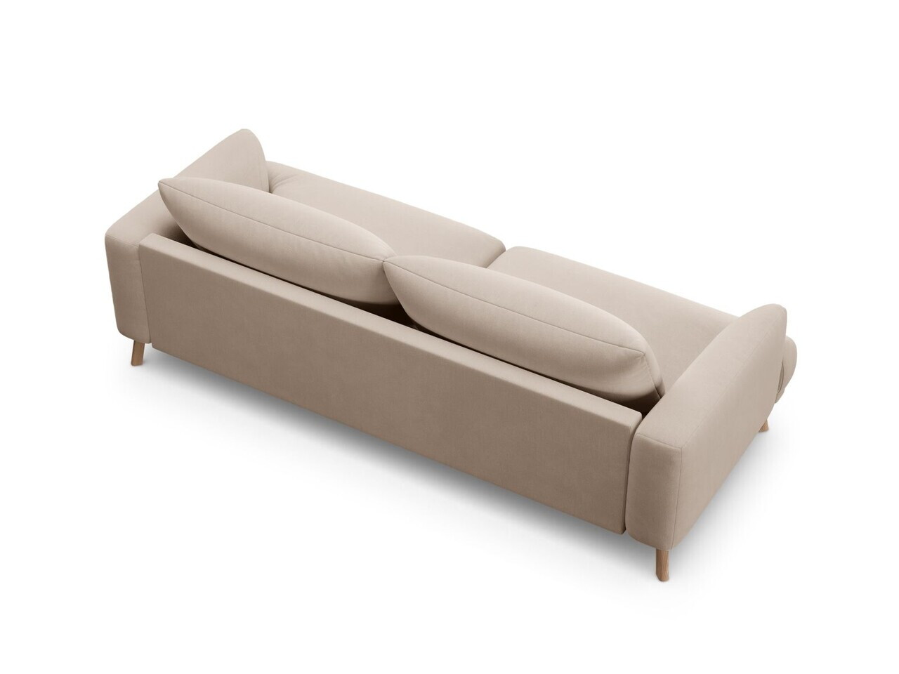 Canapea 3 locuri, Naomi, Micadoni Home, 200x95x75 cm, catifea, bej — imaginea 2