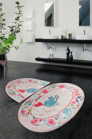 Set covoraș de baie (2 bucăți), chilai, bemol oval, micropoliamida, multicolor