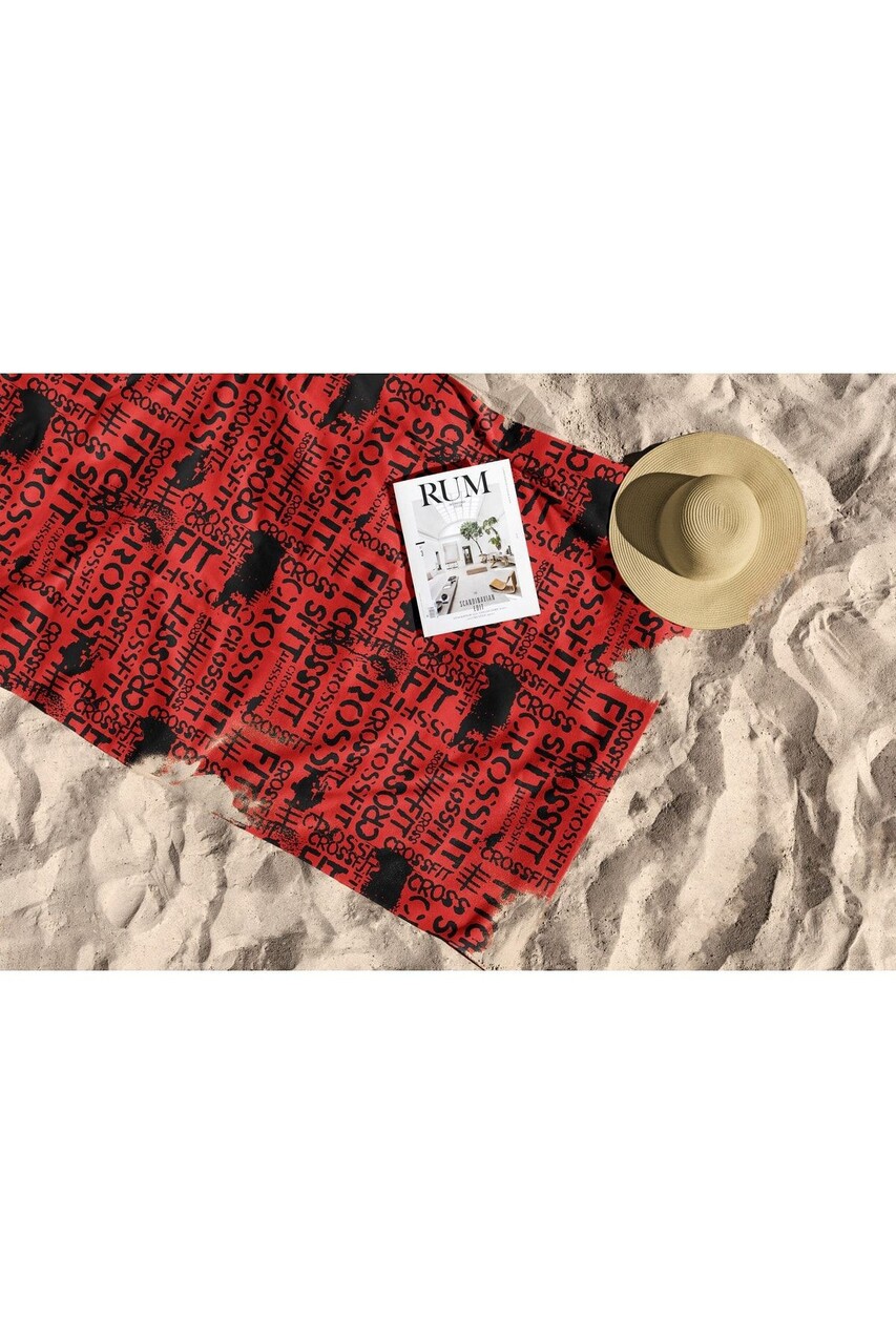 Prosop de plaja, Astacura, Crossfit Red 70, 70x130 cm, Poliester/Poliamida, Multicolor