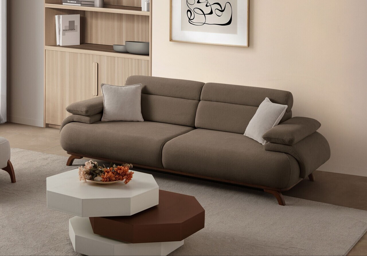 Canapea 3 locuri, Atelier del Sofa, 752EST1153, Lemn de carpen/PAL melaminat, Pământ
