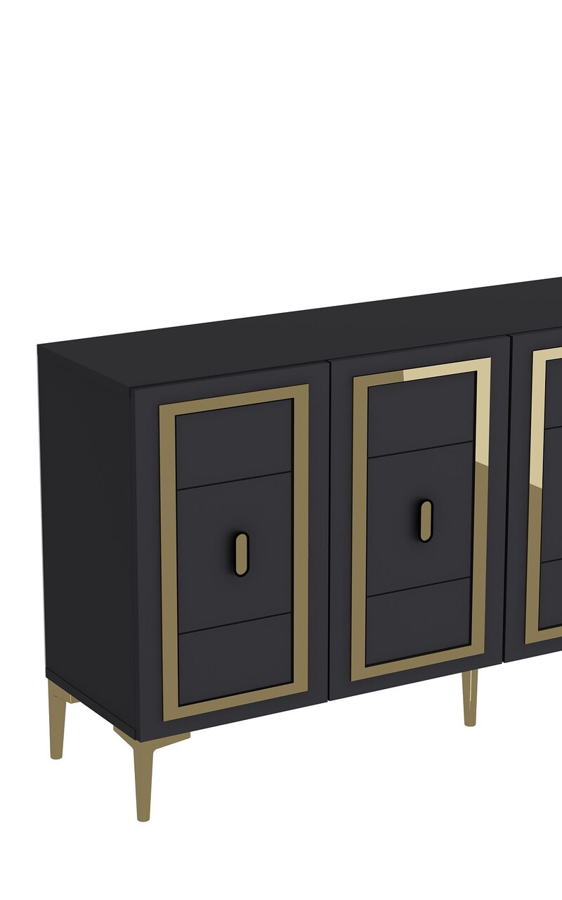 Consola, Hanah Home, Orion, 150x75x35 cm, PAL , Antracit / Aur - view 5