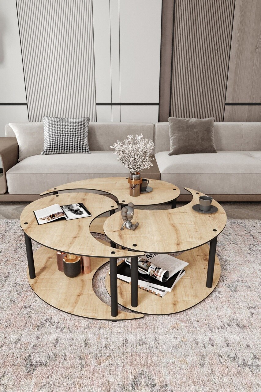 Set masuta de cafea, Poter, Yin Yang 3 70, Stejar - 2 | YEO