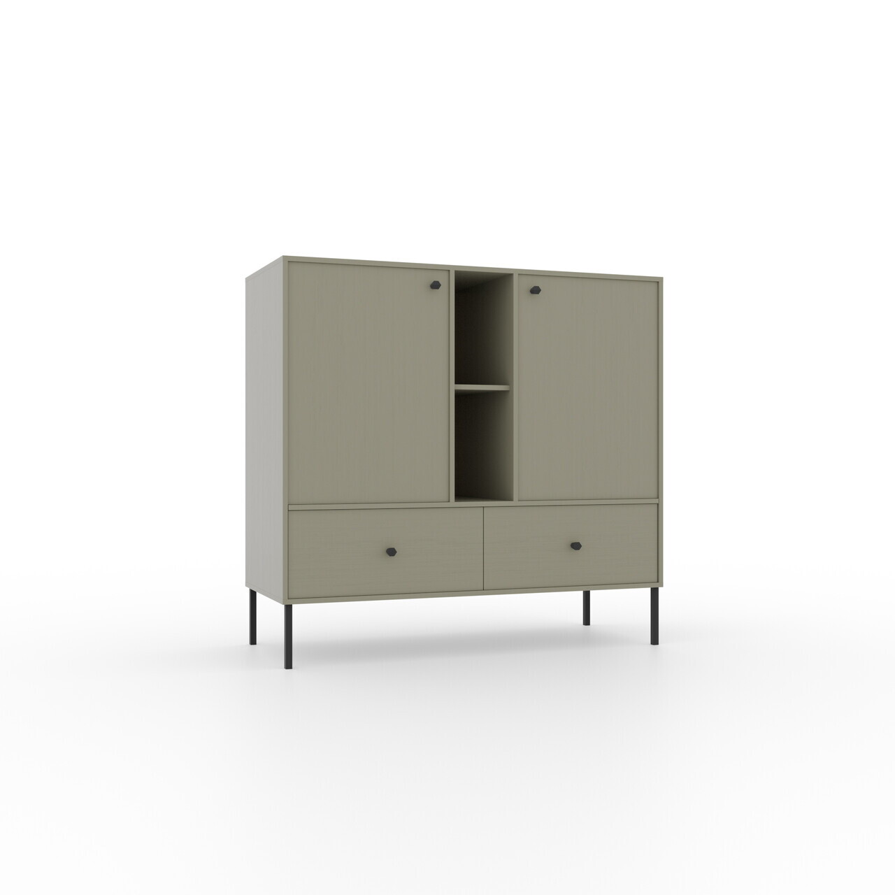 Comoda ADRK, Tili 2D 2S 2P, 100.2x40.8x95 cm, PAL laminat, verde eucalipt — imaginea 2