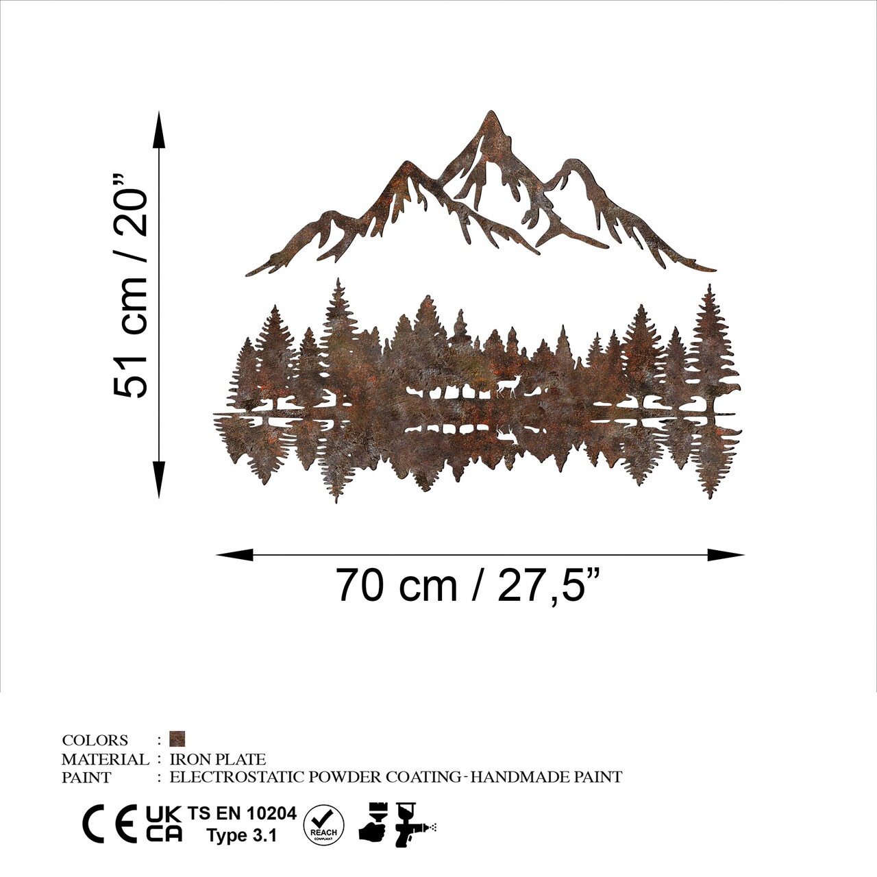 Decoratiune de perete, Rusty Landscape 2, Dimensiune: 51 x 70 cm, Maro antichizat - view 7