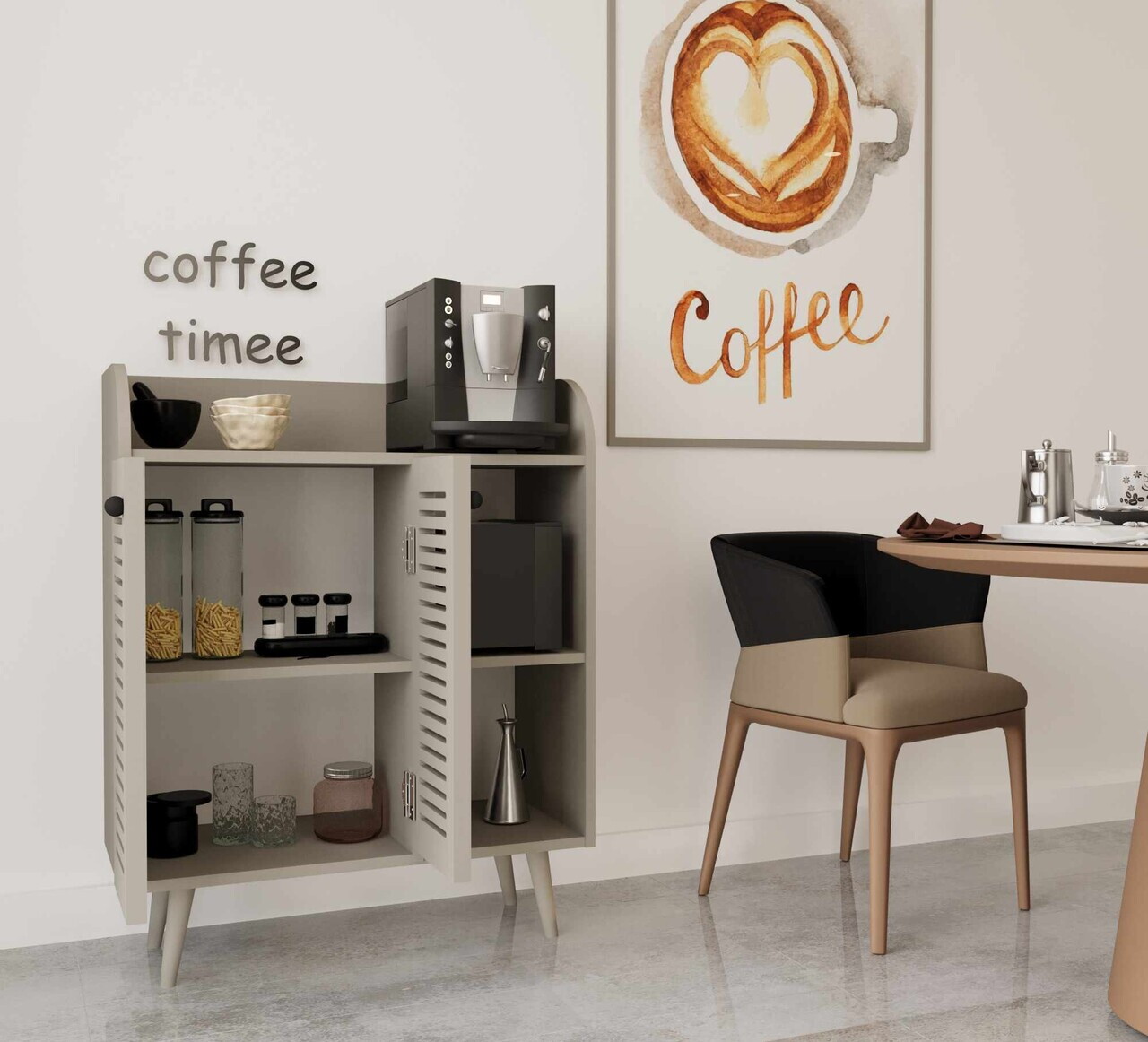 Dulap de bar pentru cafea, Hanah Home, Magnetar, 90x109x40 cm, MDF, Gresie - view 2