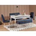 Set masa extensibila si 4 scaune, Vella, Vina 1048, PAL, Alb/Albastru inchis