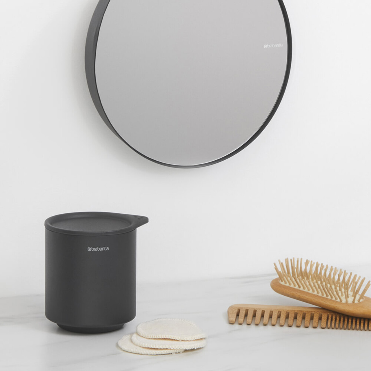 Oglinda cosmetica, Brabantia, MindSet, 20.4x7.8x20.4 cm, factor marire x 5, polipropilena/sticla, gri - imagine 5