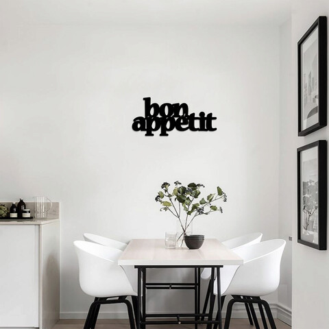 Decoratiune de perete, bon appetit 2, metal, dimensiune: 59 x 27 cm, negru