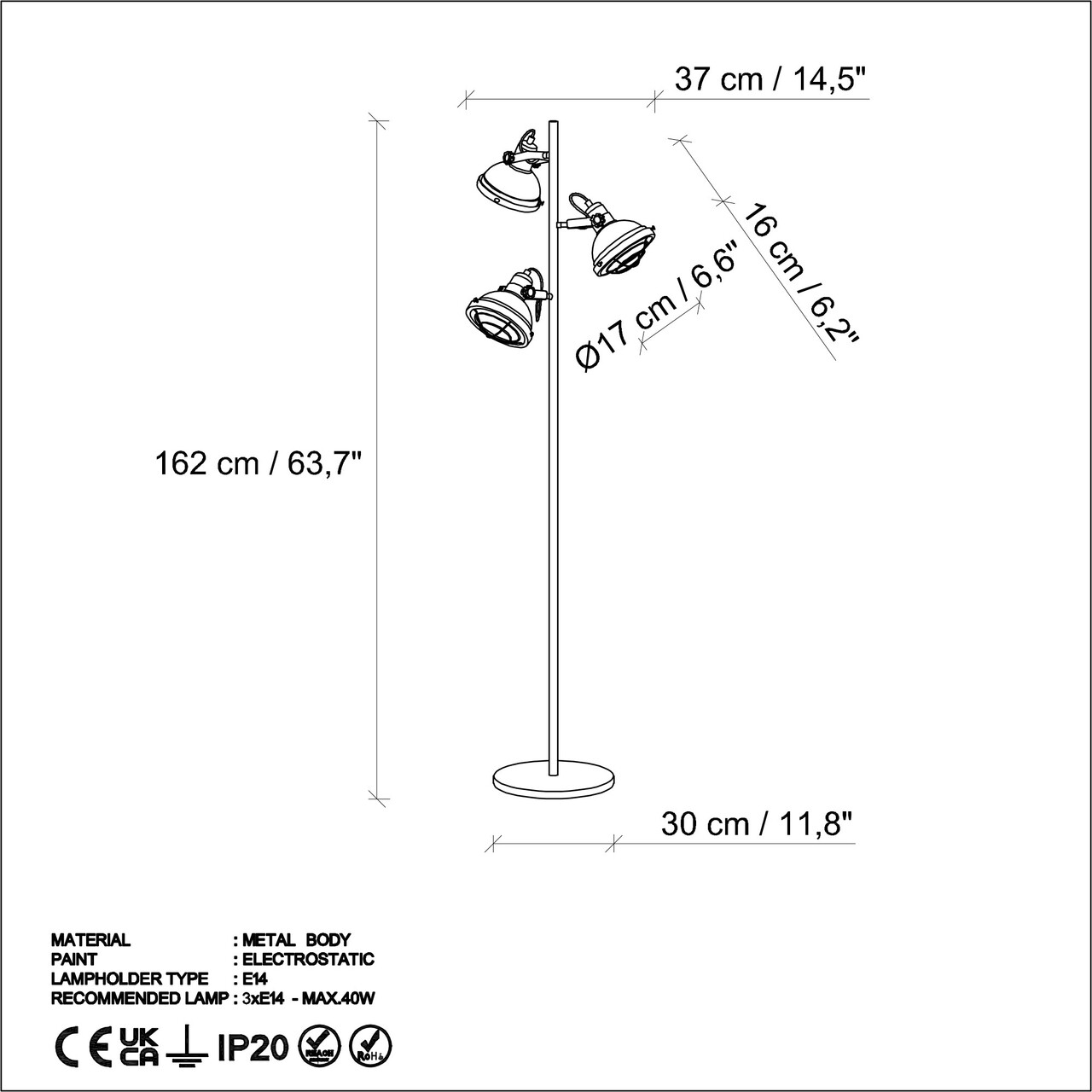 Lampadar, L'essentiel Maison, 521SHN1535, Auriu - view 8