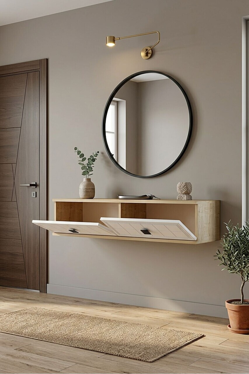 Dulap, Hanah Home, Yuka 120, 120x25.5x29.6 cm, Stejar Safir / Alb — imaginea 3
