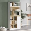 Biblioteca, Yardley, LV20, 75.6 x 170 x 25 cm, pal melaminat, stejar/alb
