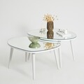 Set masute 2 piese, Neostill, Gusto, Sticla temperata , Alb