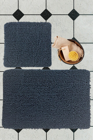 Set covorase de baie 2 piese, Alessia Home, Victoria, Bumbac, Gri inchis