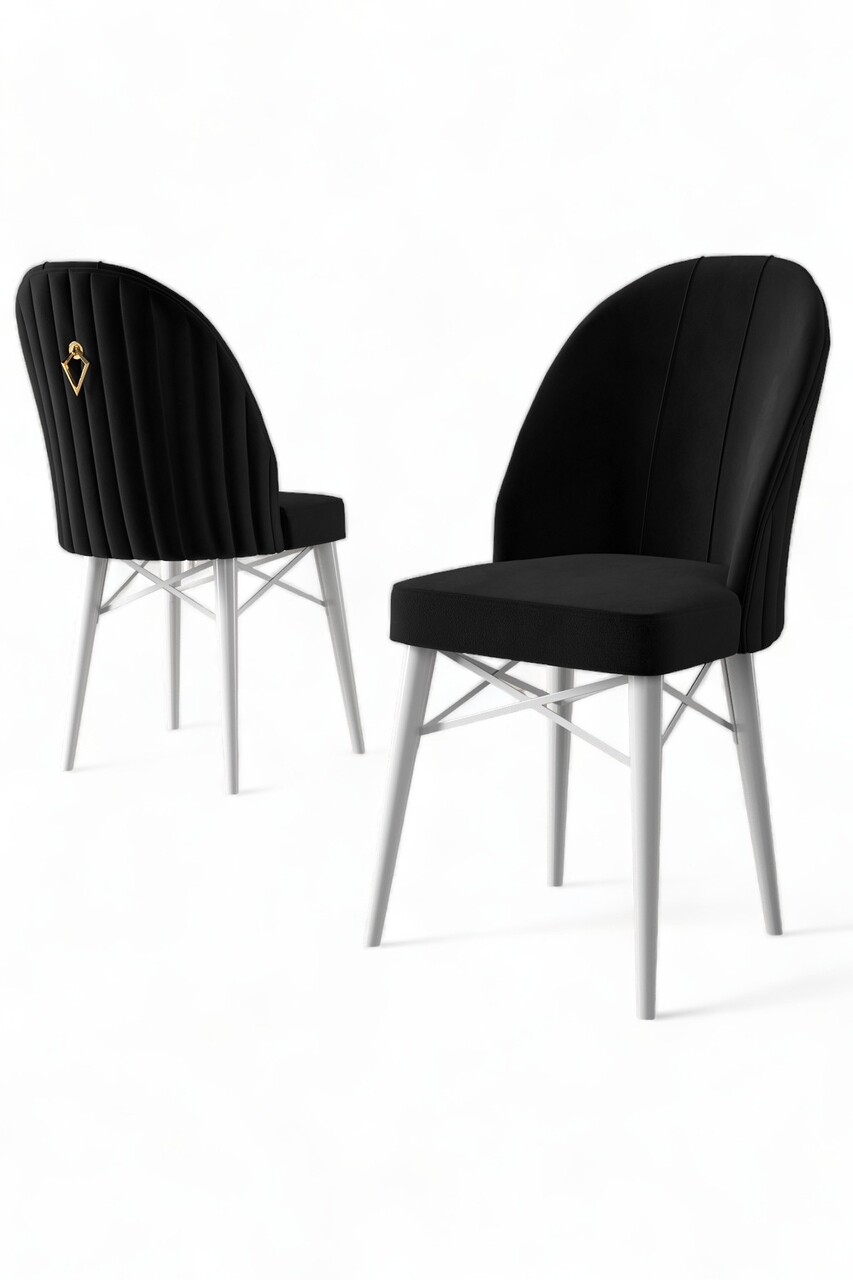 Set de scaune, Charlotte, Ritim, Metal, Alb/Negru - 2 | YEO