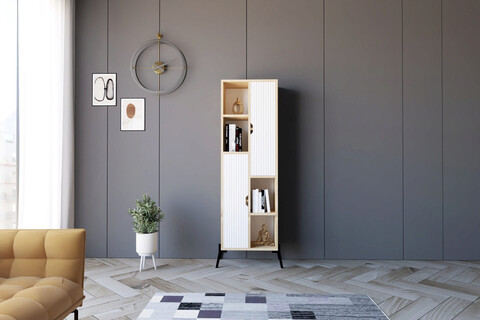 Corp biblioteca, puqa design, sorrento, 48.2x160x30 cm, pal, stejar safir / alb