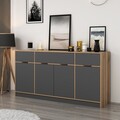 Consola, Minerva, Elina, 180x90x45 cm, PAL, Nuc / Antracit