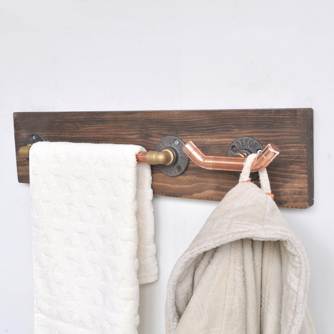 Raft de perete, Evila Originals, COP012, 60x14x8 cm, Aur roz / Nuc - 1 | YEO