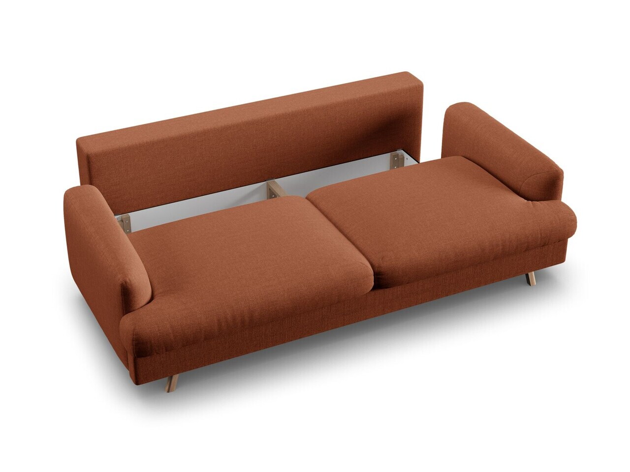 Canapea extensibila 3 locuri, Naomi, Micadoni Home, 233x110x95 cm, tesatura structurata, caramiziu — imaginea 8