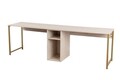 Birou, Nordure, Twin Study Desk, 240x74x60 cm, Travertin / Auriu