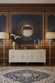 Consola, Hanah Home, Ayshe 180, 180x75x32 cm, White / Travertine / Silver