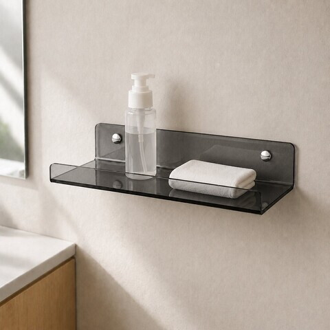 Raft de perete acrilic, Hanah Home, Vivid, 30x10x4 cm, Gri fumuriu