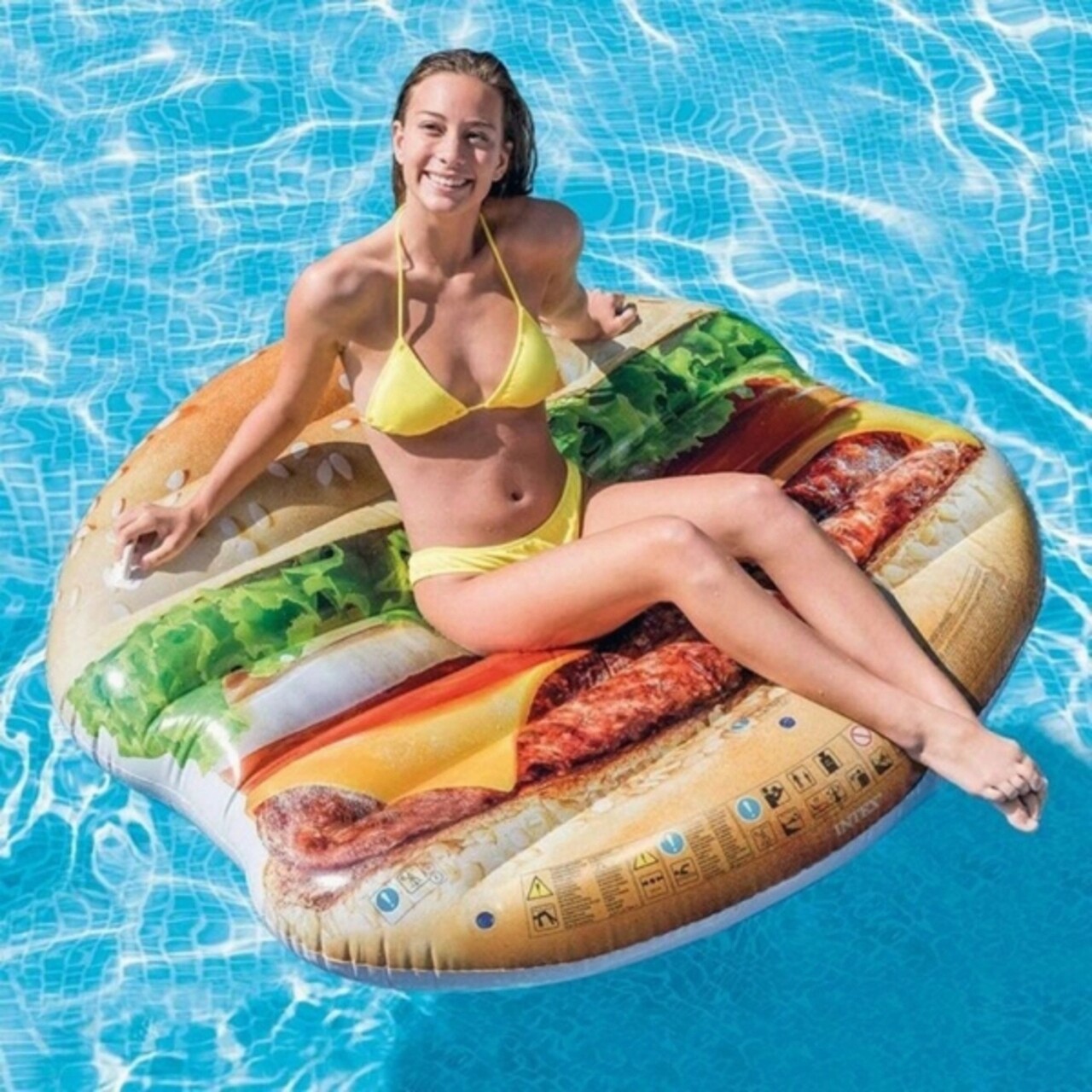 Saltea Gonflabila Hamburger, Intex , 145x142 Cm, Polivinil, Multicolor