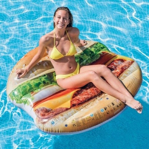 Saltea gonflabila Hamburger, Intex , 145×142 cm, polivinil, multicolor Intex
