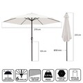 Umbrela de gradina / terasa Monty, Ø 270 cm, Ø38 mm, cu manivela, sistem antivant, aluminiu, alb