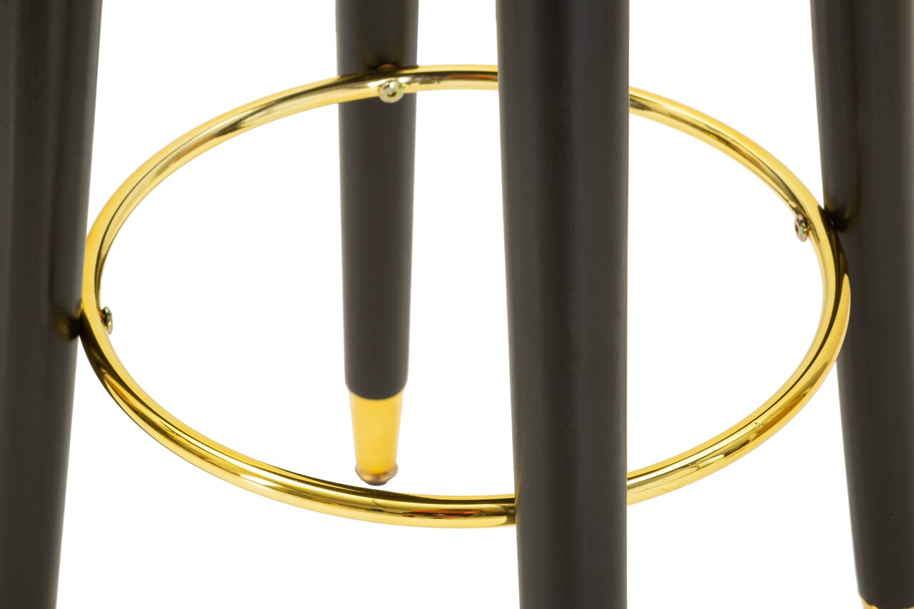 Scaun de bar, Mauro Ferretti, London, 38x74 cm, lemn de pin/piele ecologica, negru/auriu - imagine 2