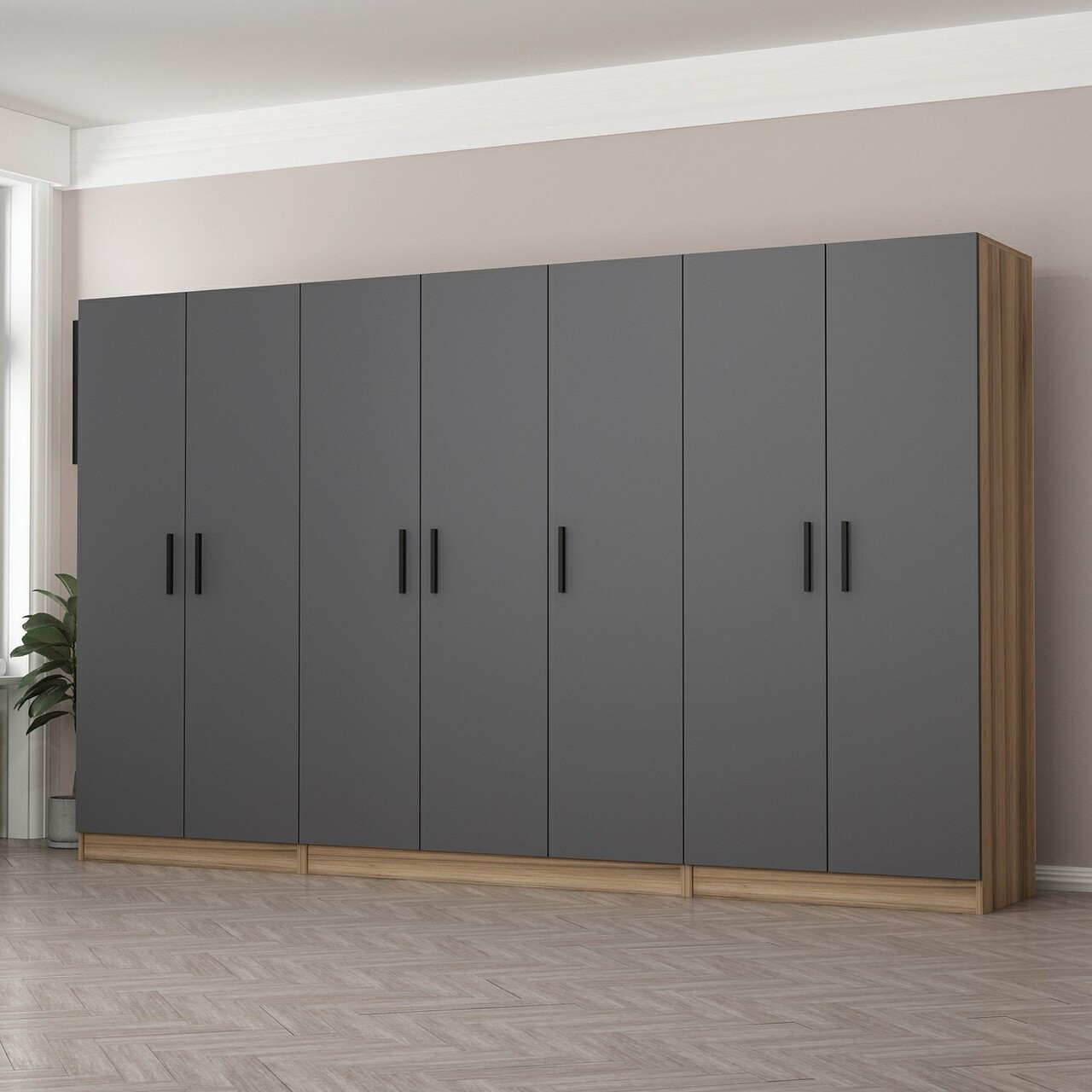Dulap pentru haine, Minerva, Kale, 315x190x52 cm, PAL, Antracit - 1 | YEO