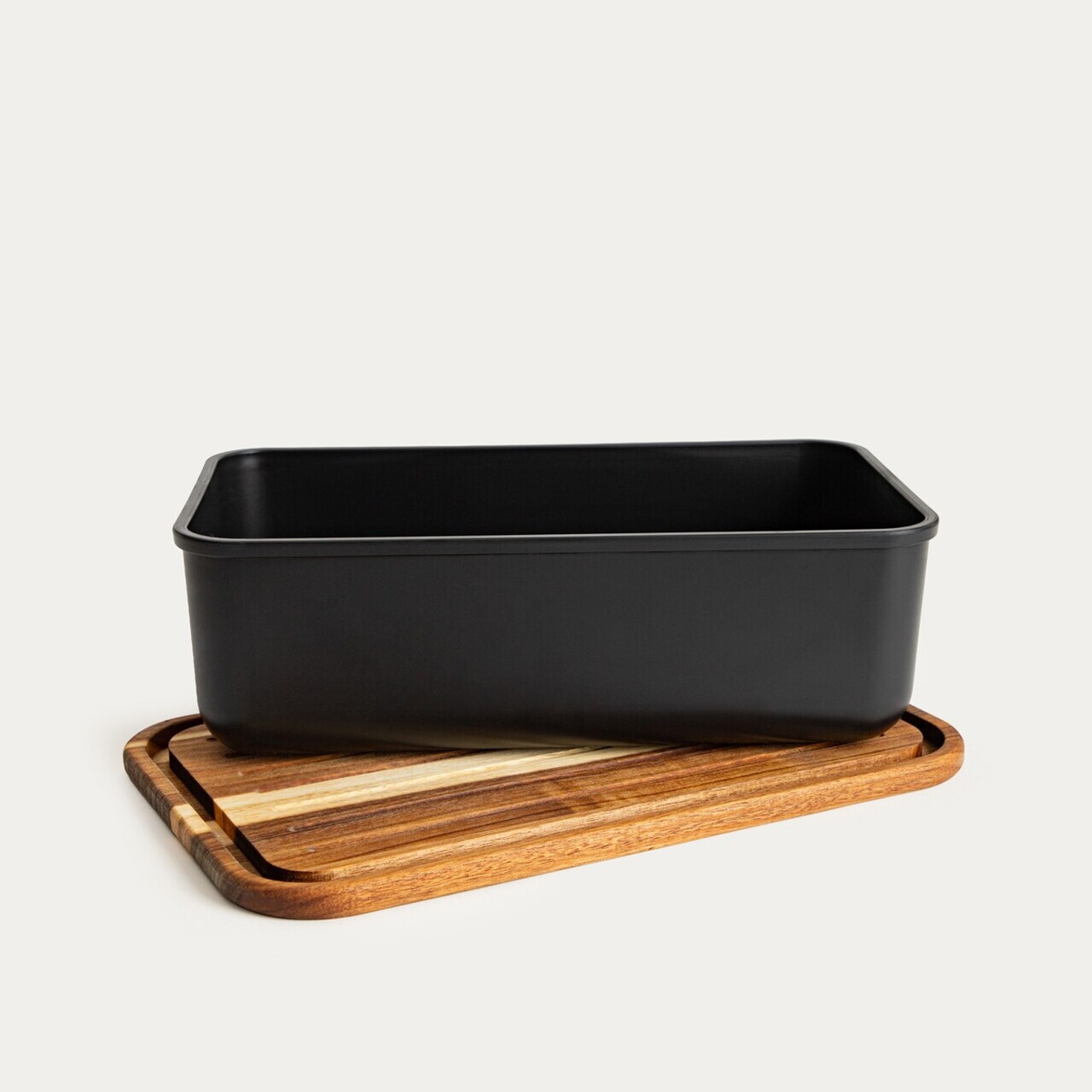 Cutie pentru paine Noris, Homla, 40x24x13 cm, plastic/lemn, negru/natur