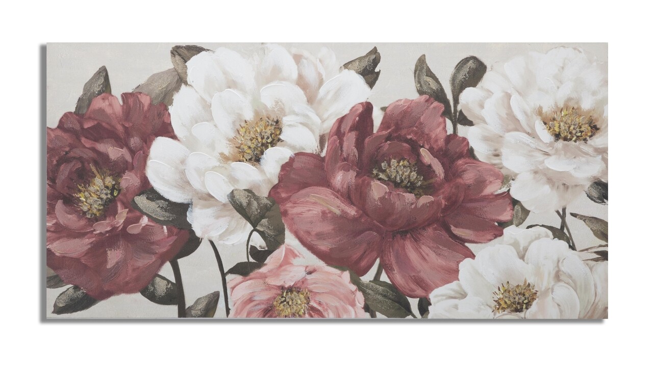 Tablou decorativ Red Flowy -A, Mauro Ferretti, 120x60 cm, canvas pictat manual, multicolor