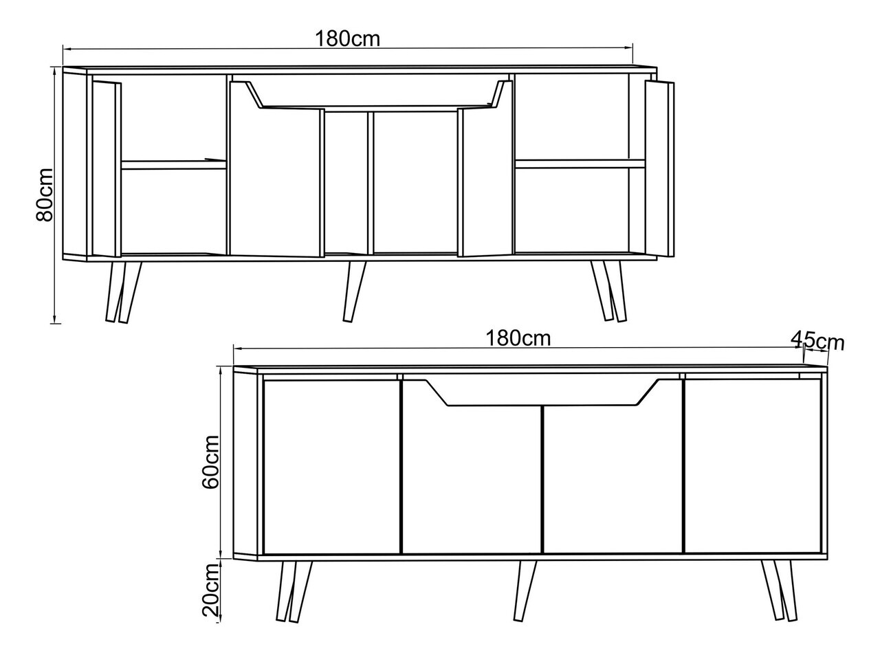 Consola, Hanah Home, Roma 180, 180x80x45 cm, PAL MELAMINAT, Stejar Safir / Alb — imaginea 4