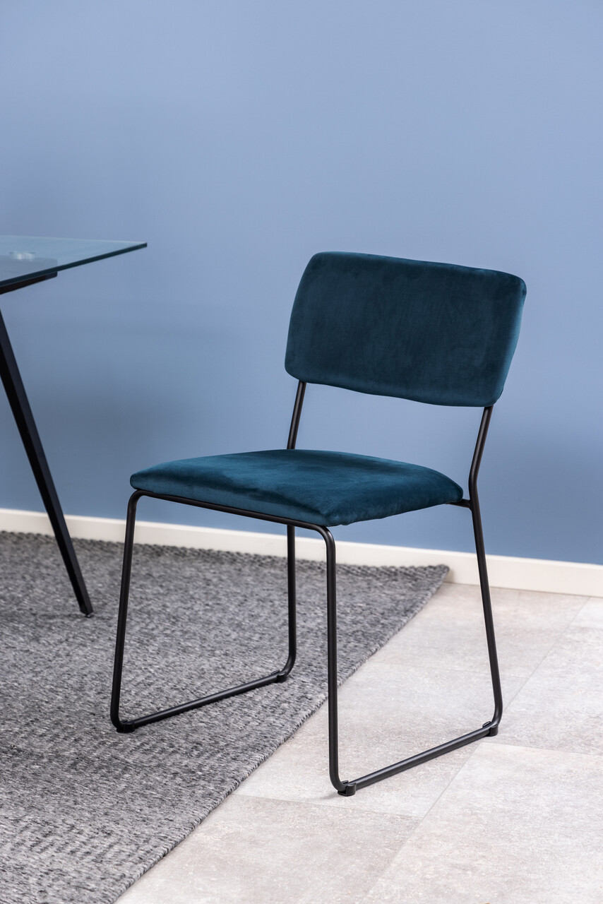 Scaun Cornelia, Actona, 50x53.5x80 cm, catifea/otel, bleumarin - view 2