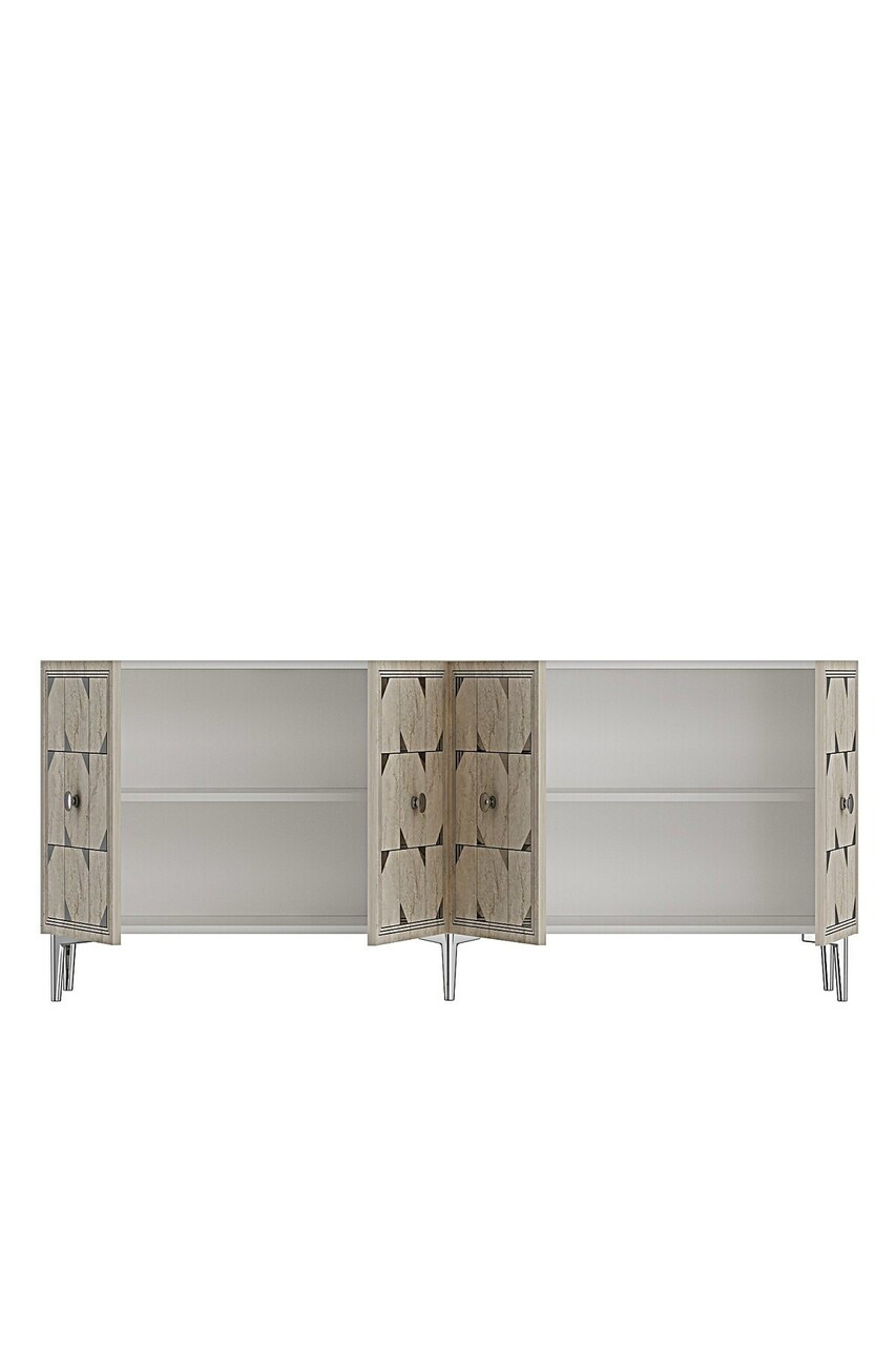 Consola, Hanah Home, Moka 150, 150x75x32 cm, White / Travertine / Silver — imaginea 6