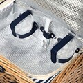Cos de picnic 2 persoane Lorenzo, Homla, 38x26x16 cm, rachita/inox, natur/albastru