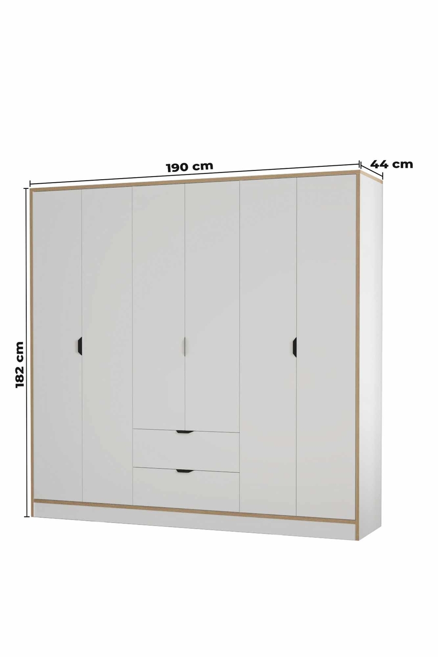 Dulap pentru haine, Hanah Home, Arden 6, 190x182x44 cm, Alb - view 10