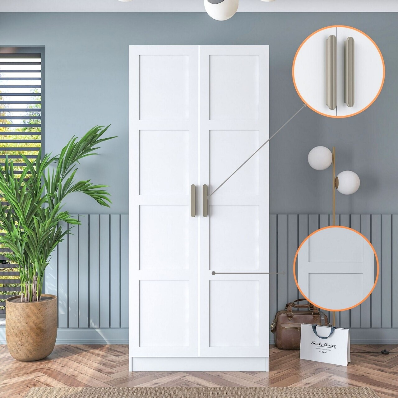 Dulap pentru haine, Hanah Home, BA188, 90x210x57.5 cm, PAL melaminat, Alb - view 4