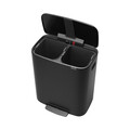 Cos de gunoi cu pedala, Brabantia, Bo Pedal, 2x30 L, 36.3x54.1x65.2 cm, otel, negru mat