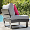 Set mobilier pentru exterior, 4 piese Alora, 235x235x65 cm, aluminiu/poliester, negru/gri