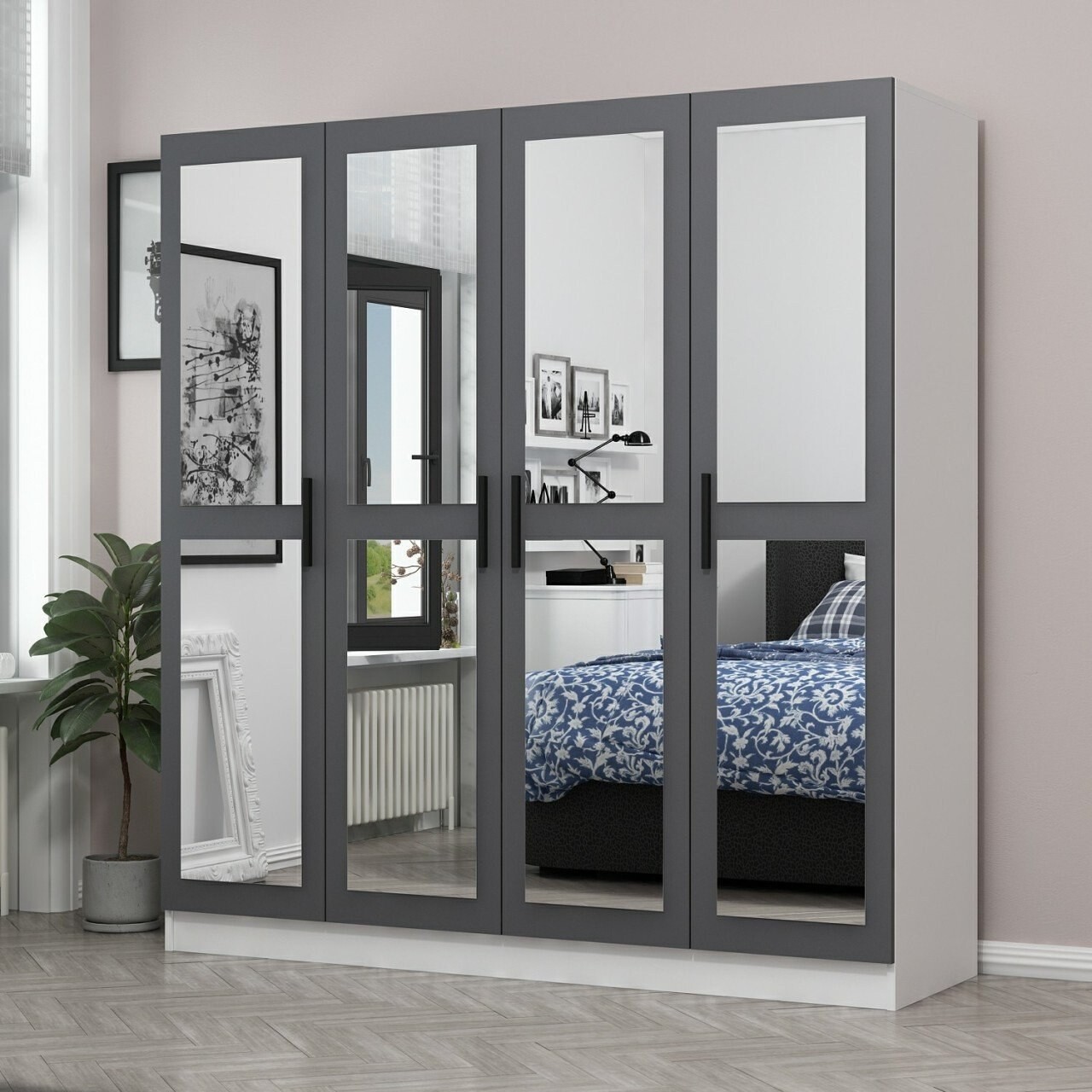 Dulap pentru haine, Minerva, Kale, 180x190x52 cm, PAL, Antracit - 1 | YEO