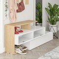 Set mobilier pentru hol 3 piese, Decortie, Ramda, pal melaminat, alb/stejar