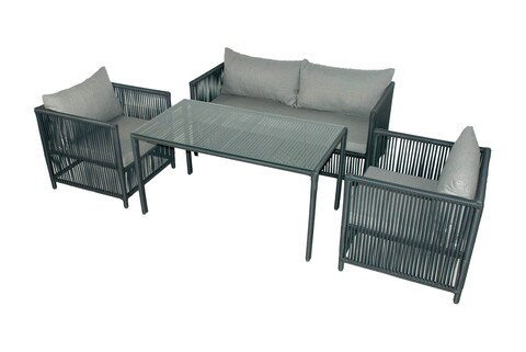 Set gradina/terasa 4 piese, My Interior, Mana, rattan/aluminiu, gri