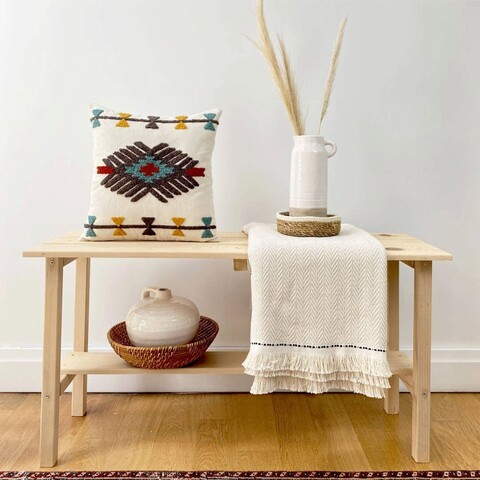 Perna, ani punch pillow with İnsert, 43x43 cm, material: 20% in, 80% poliester, muștar / turcoaz / gri închis