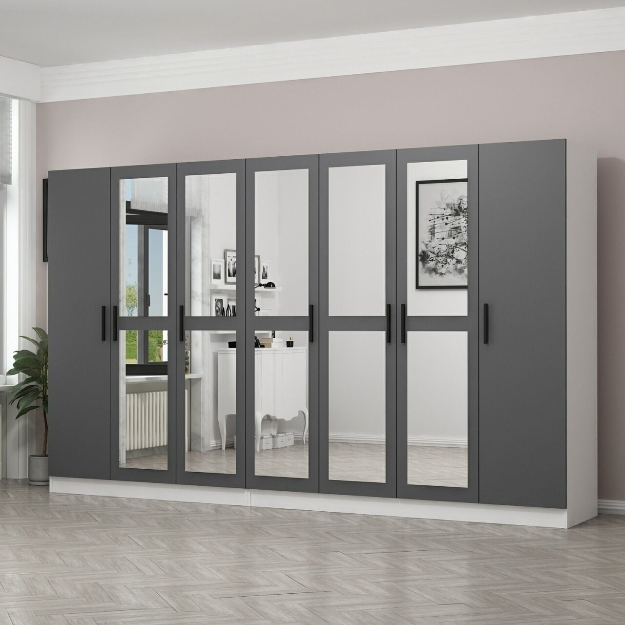 Dulap pentru haine, Minerva, Kale, 315x190x52 cm, PAL, Antracit - 1 | YEO