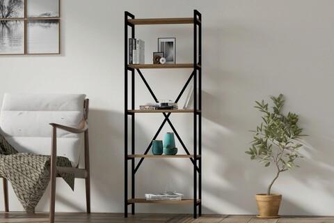 Corp biblioteca, asse home, kinder, 72x170x25 cm, nuc / negru