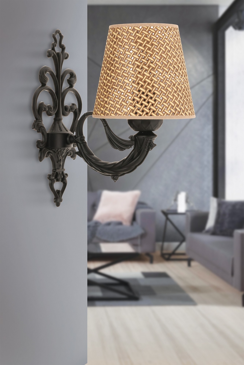 Aplica de perete, Opviq, 390FLH2361, Natural/Negru